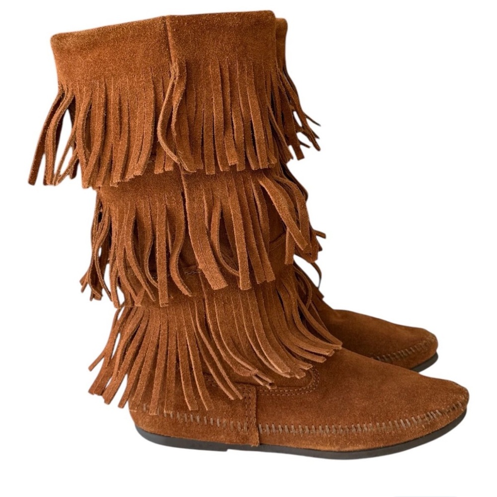 Minnetonka 3-Layer Fringe Boots (please read description!)